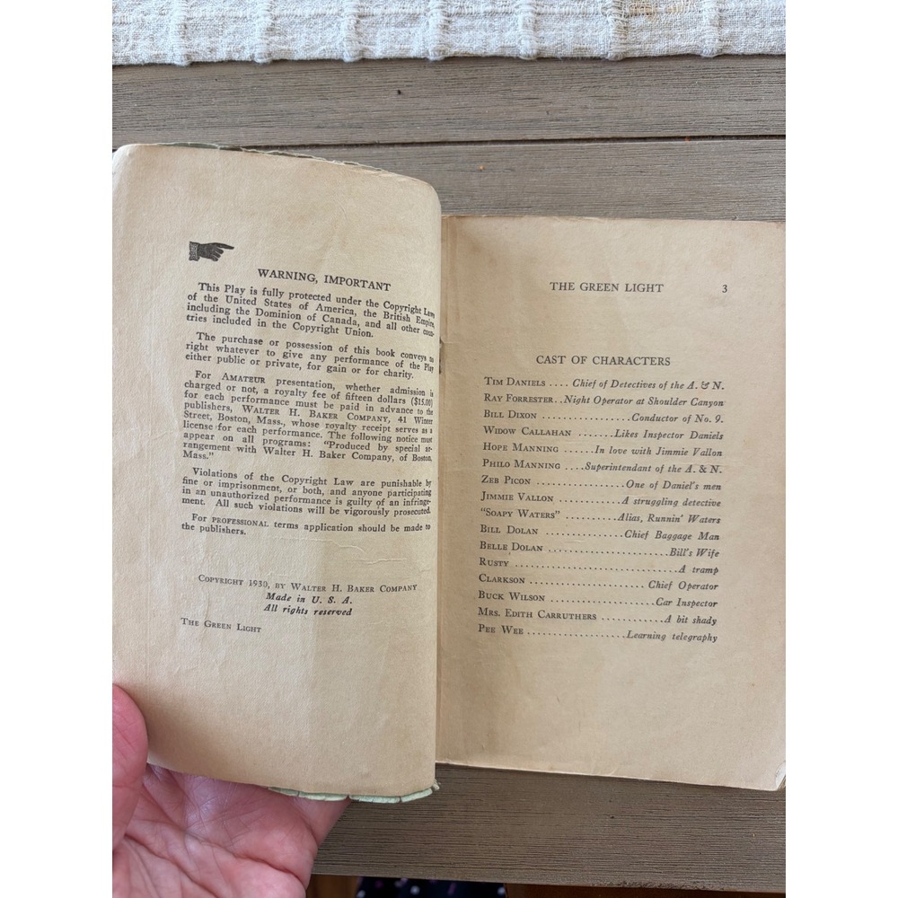 1930 The Green Light Railroad Comedy Mystery Play Robert C Schimmel Vintage Book - Picture 4 of 5